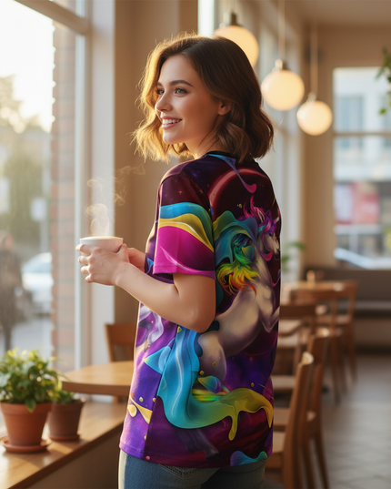 unicorn art print shirt - in-use