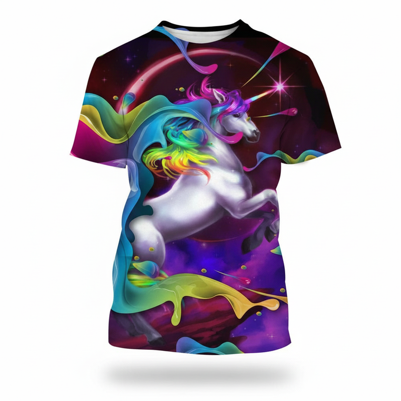 unicorn art print shirt - white-bg