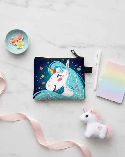 unicorn artistic coin purse - flat-lay