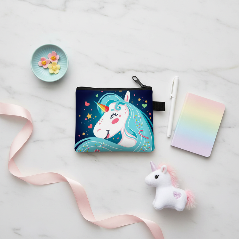 unicorn artistic coin purse - flat-lay