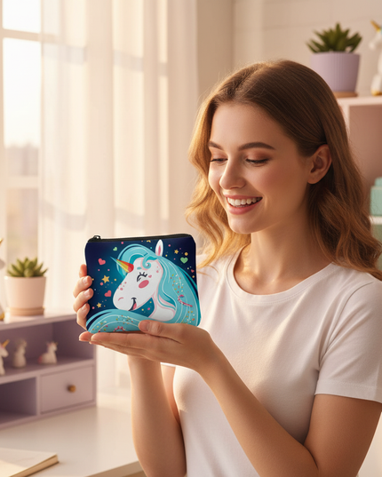 unicorn artistic coin purse - in-use