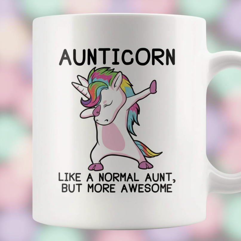 aunticorn mug - detail
