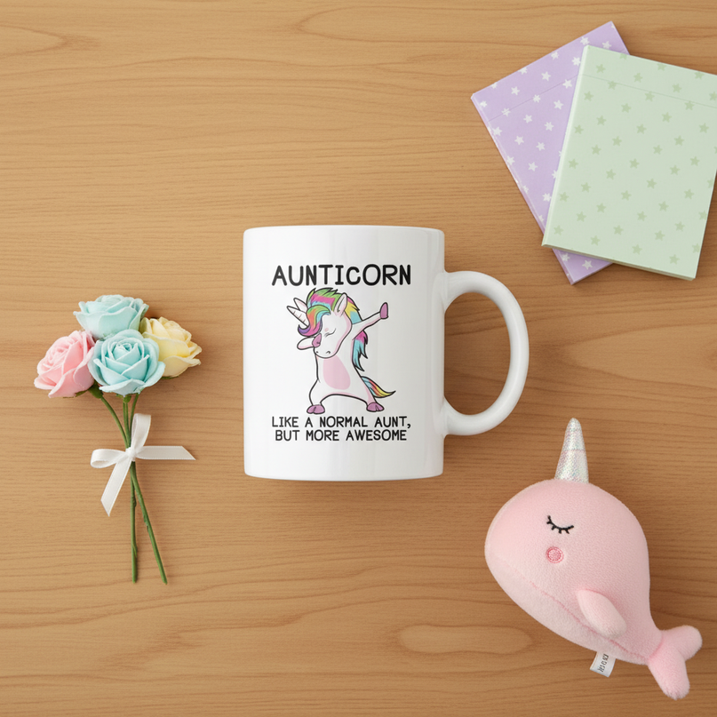aunticorn mug - flat-lay