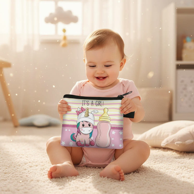 unicorn baby girl purse - in-use