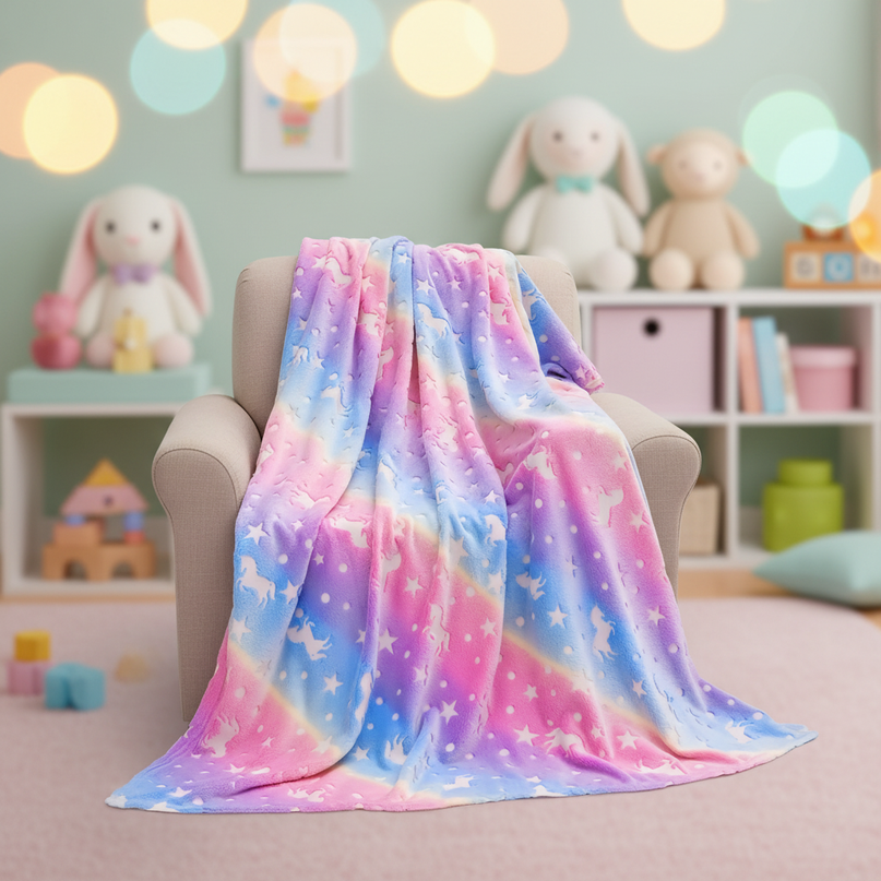 unicorn baby shower blanket - lifestyle
