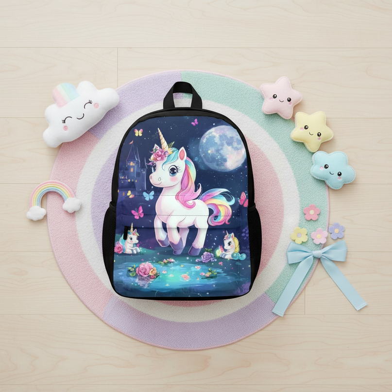 unicorn backpack for elementary school - flat-lay