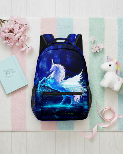 unicorn backpack for school - flat-lay