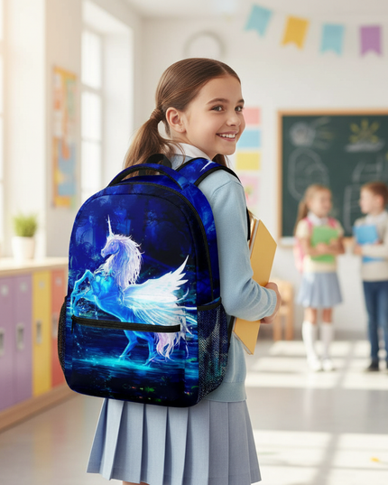 unicorn backpack for school - in-use