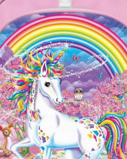 unicorn backpack girl purple print - detail