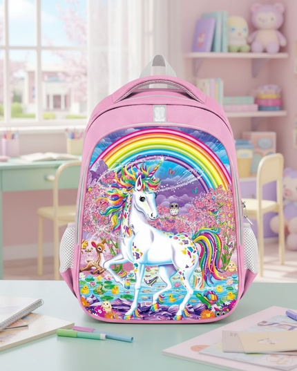 unicorn backpack girl purple print - lifestyle