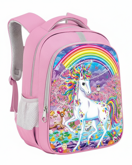unicorn backpack girl purple print - white-bg