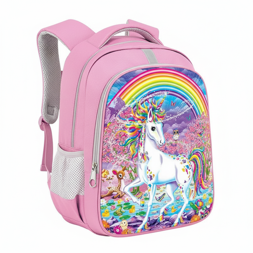 unicorn backpack girl purple print - white-bg