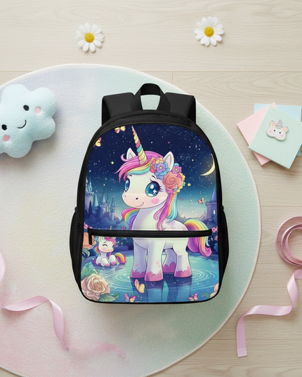 unicorn backpack for girls - flat-lay