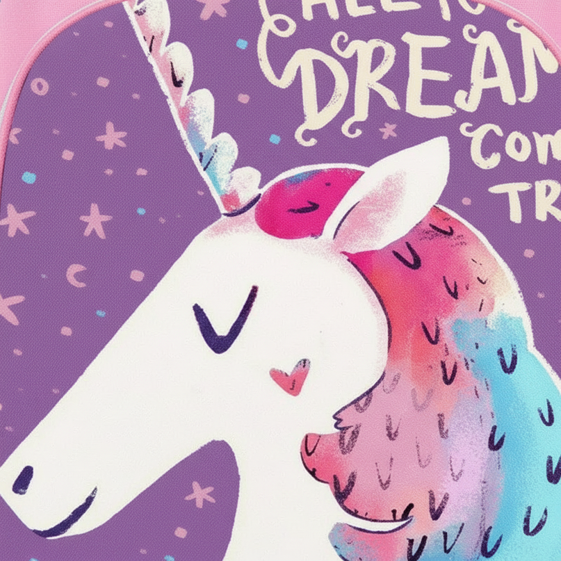 unicorn backpack for girls pink - detail