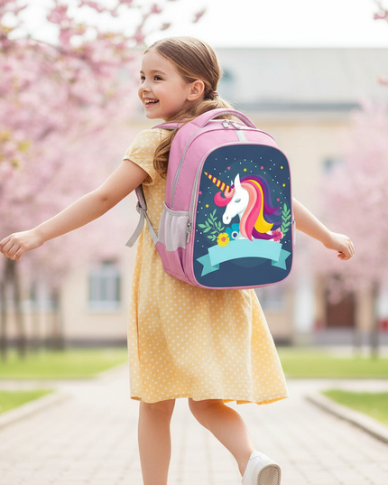 unicorn backpack kawaii print pink - in-use
