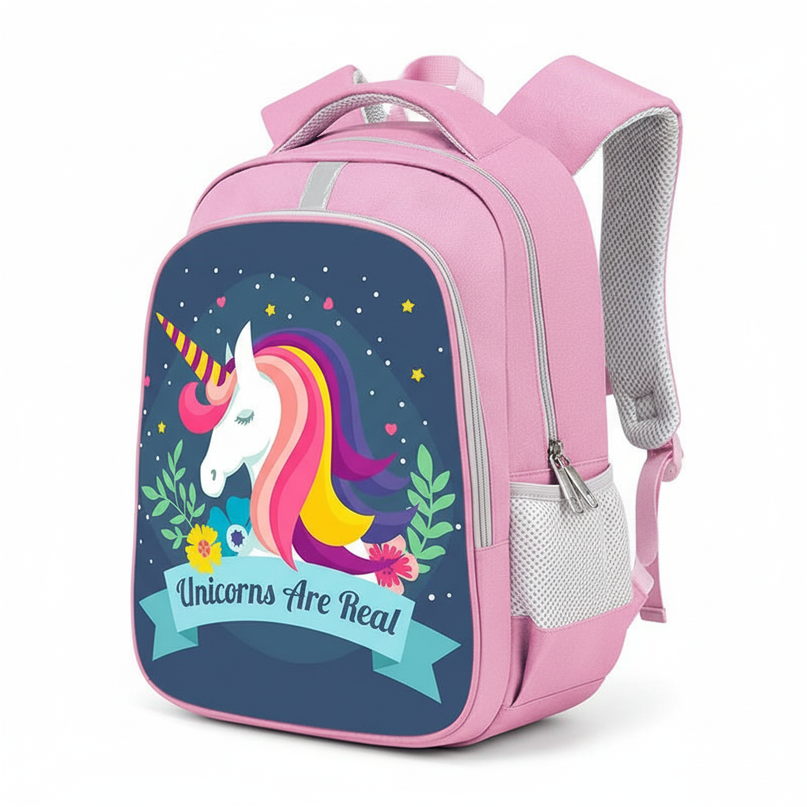 unicorn backpack kawaii print pink - white-bg