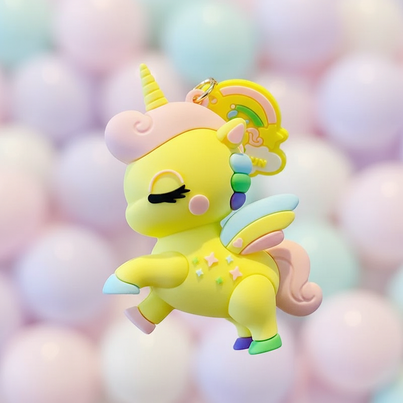 unicorn backpack keychain - detail