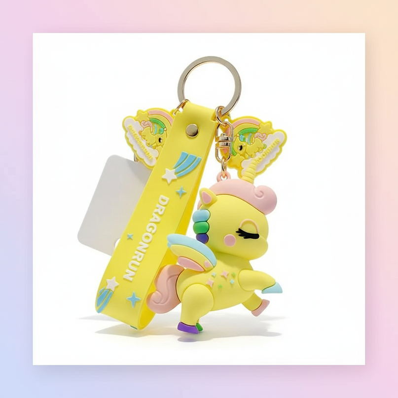 unicorn backpack keychain - white-bg