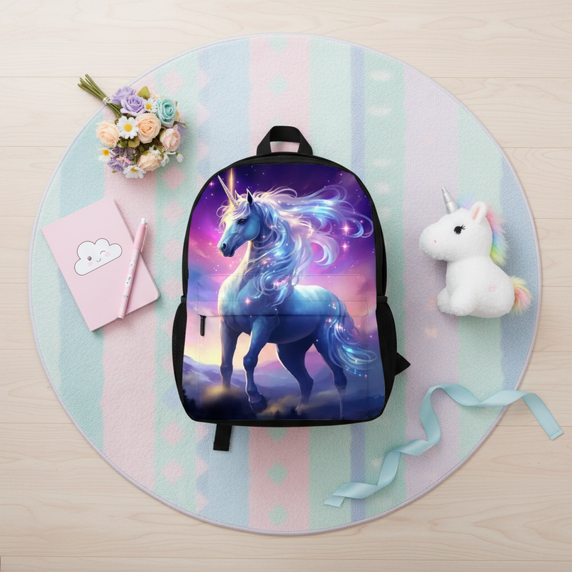 unicorn backpack for kids - flat-lay