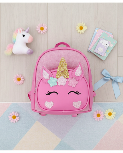 unicorn backpack for kindergarten - flat-lay