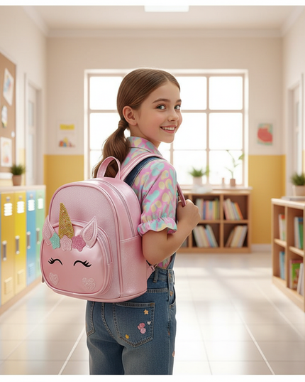 unicorn backpack for preschool - in-use