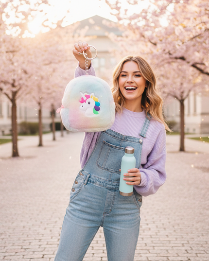 unicorn backpack purse - in-use