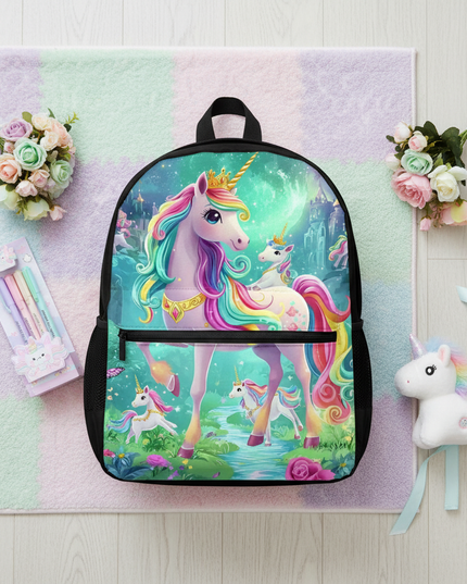 unicorn backpack for teens - flat-lay