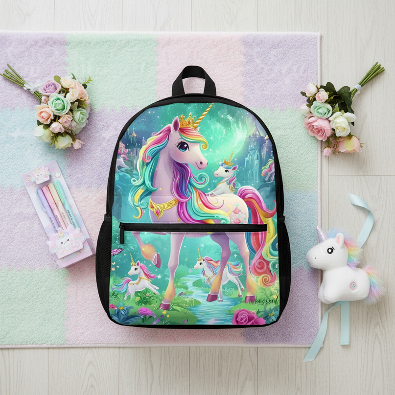 unicorn backpack for teens - flat-lay