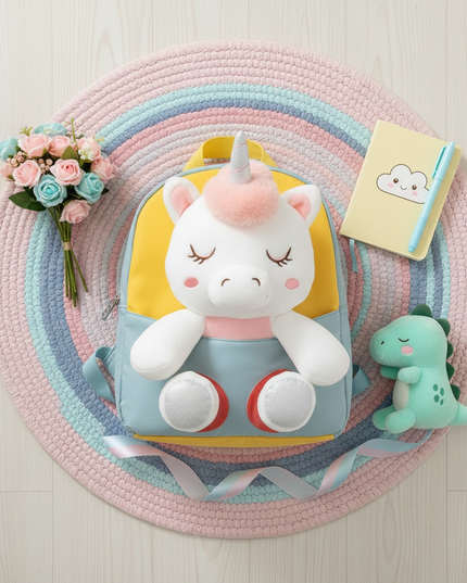 unicorn backpack for toddler girl - flat-lay