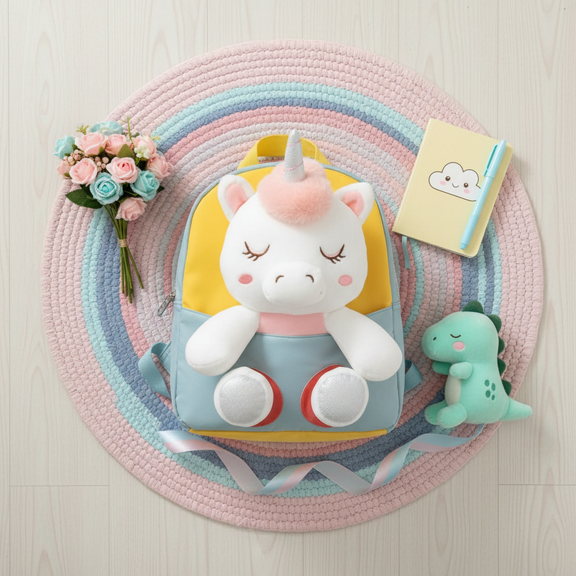unicorn backpack for toddler girl - flat-lay