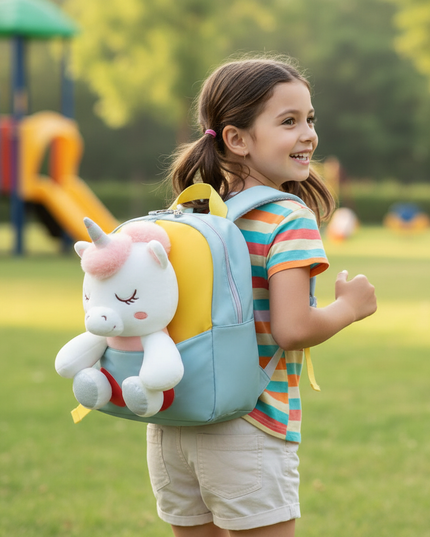 unicorn backpack for toddler girl - in-use
