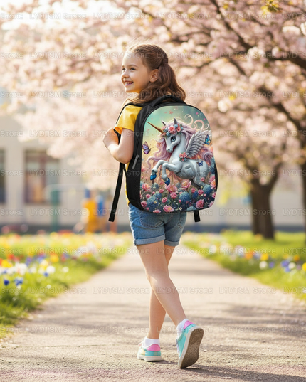 unicorn backpack for toddler girls - in-use