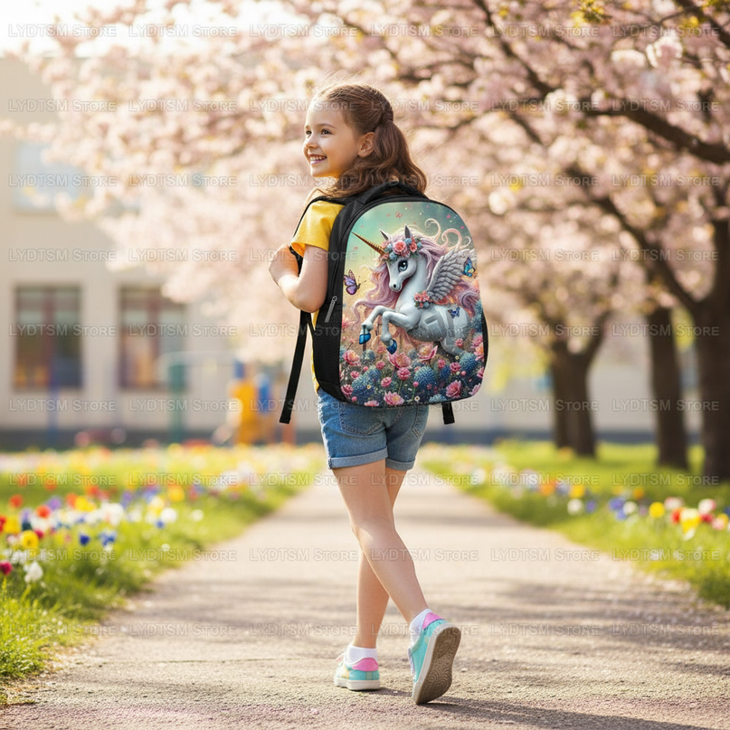 unicorn backpack for toddler girls - in-use