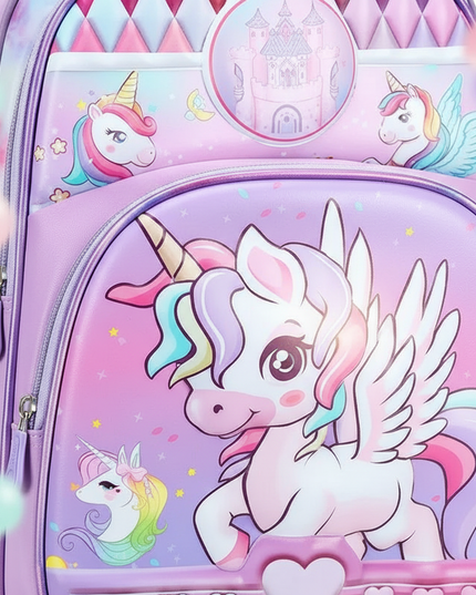 unicorn backpack with lunch box - detail