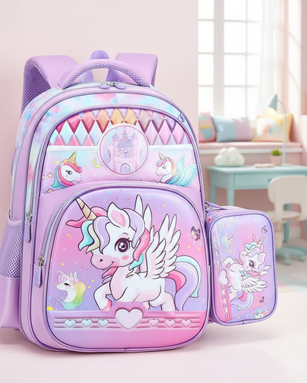 unicorn backpack with lunch box - lifestyle