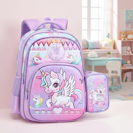 unicorn backpack with lunch box - lifestyle
