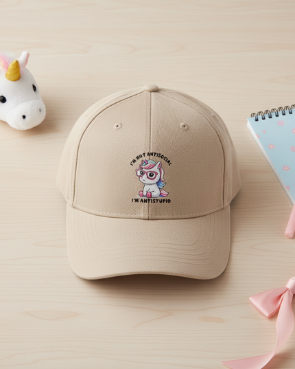 unicorn ball cap - flat-lay