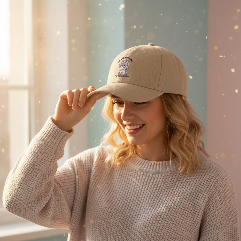 unicorn ball cap - in-use