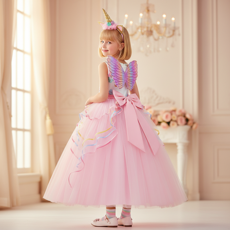 unicorn ball gown dress - back