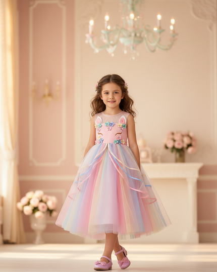 unicorn ball gown dress girls - detail