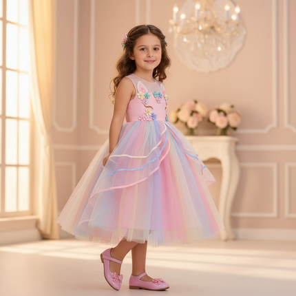unicorn ball gown dress girls - front