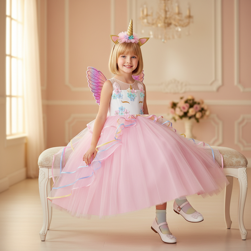 unicorn ball gown dress - sitting
