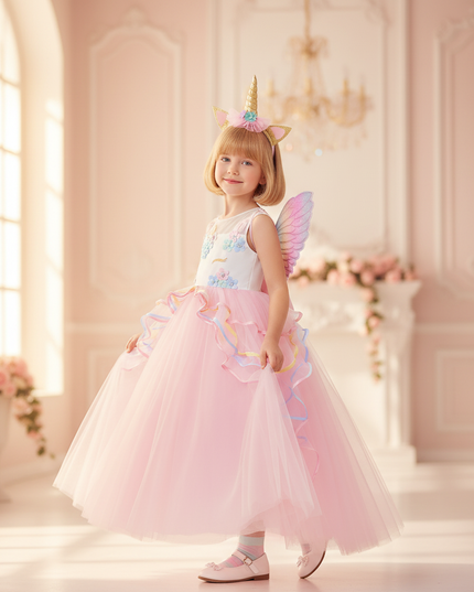 unicorn ball gown dress - three-quarter