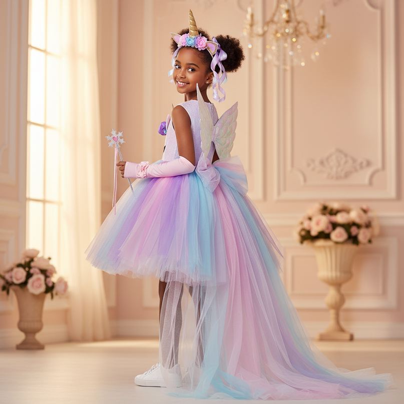 unicorn ball gown led dress set - back