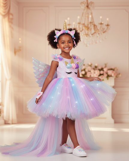 unicorn ball gown led dress set - front