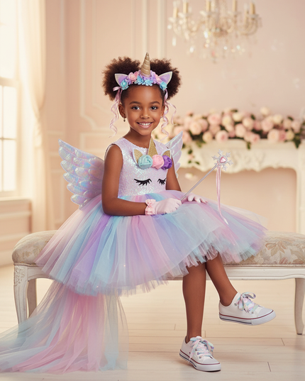 unicorn ball gown led dress set - sitting