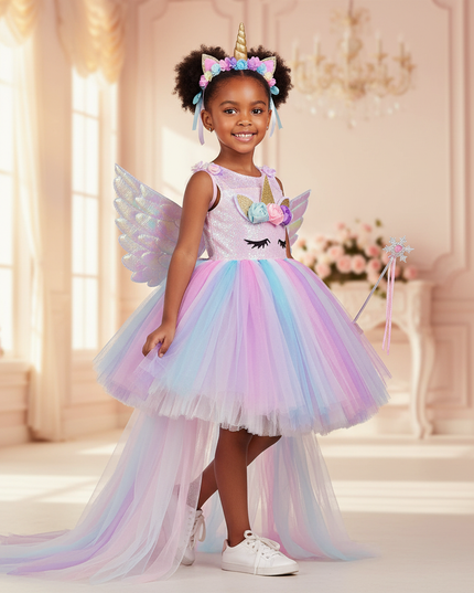 unicorn ball gown led dress set - three-quarter