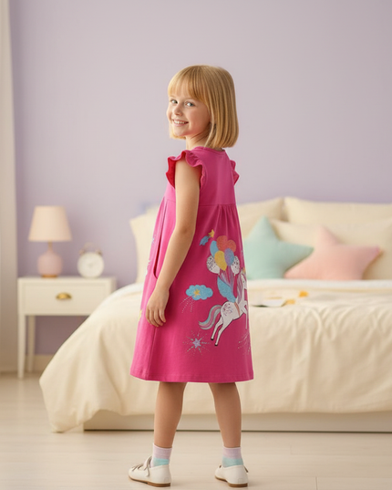 unicorn balloon print dress - back