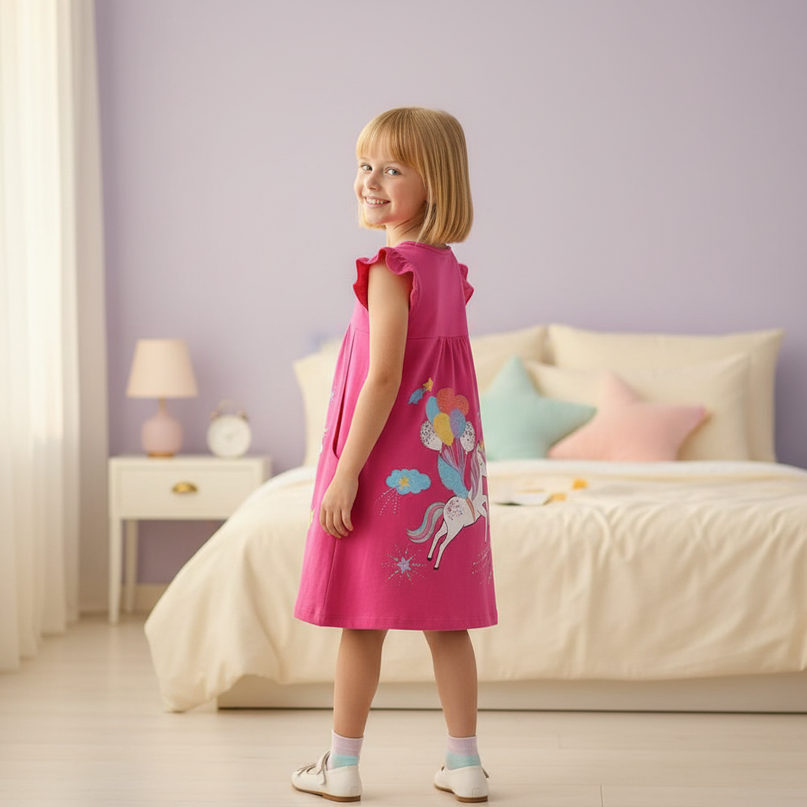 unicorn balloon print dress - back