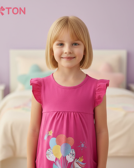 unicorn balloon print dress - detail